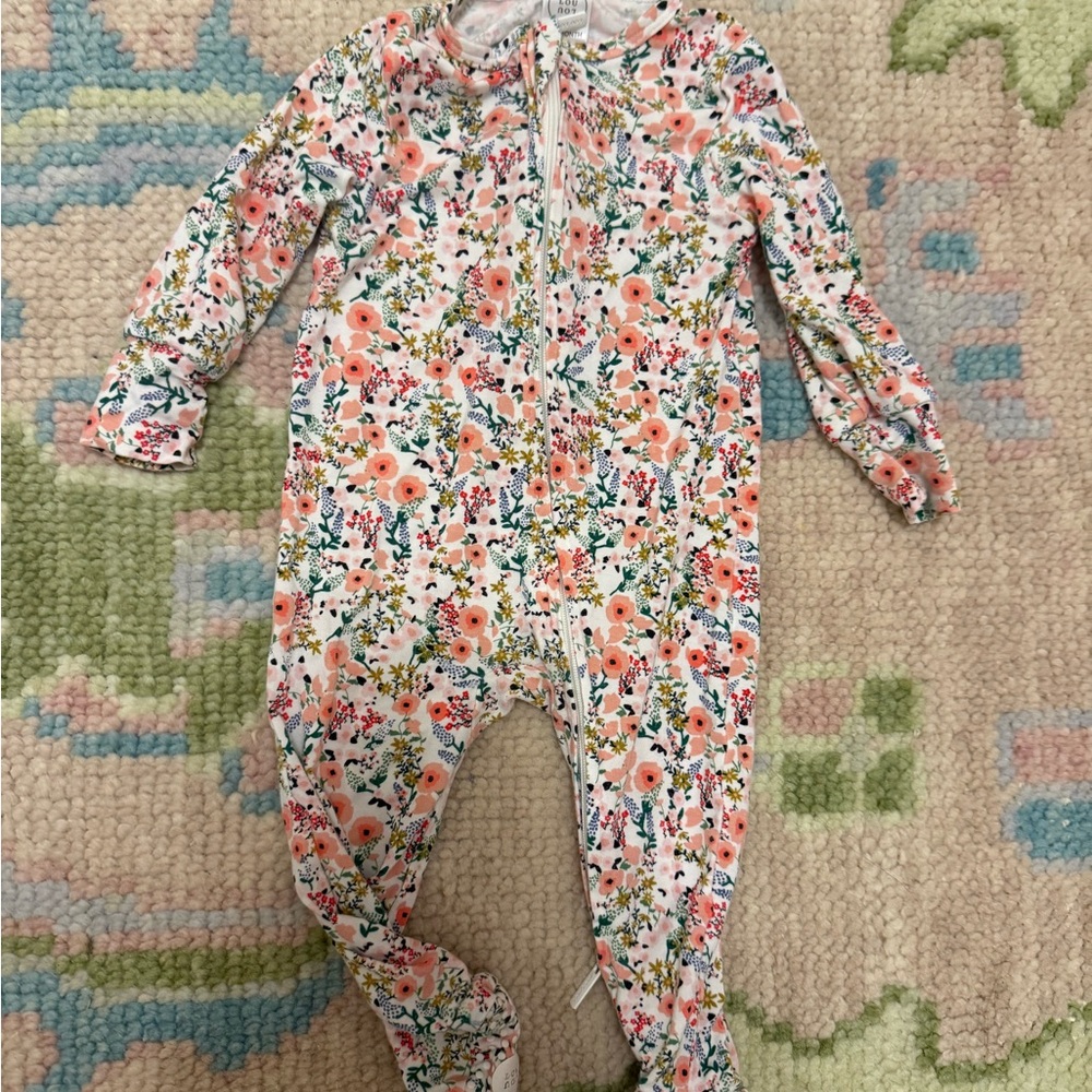 Lou Lou & Company Pink Floral Zip-Front Footed One-Piece